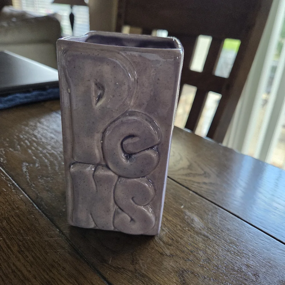 70s Styling Pottery Purple Pen/pencil Holder